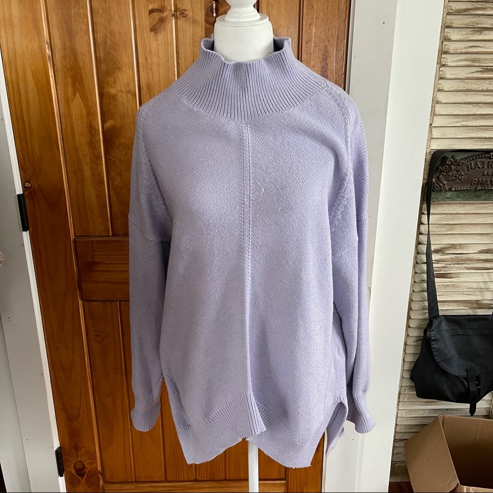 Anthropologie Maeve Lavender Mock Neck Oversized Sweater Dress